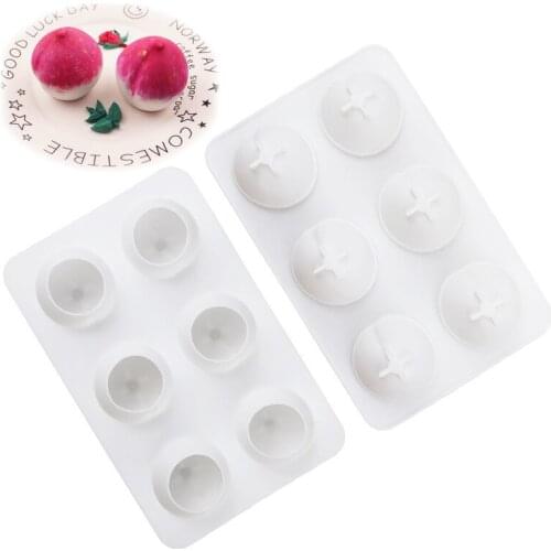 Currently Available Wholesale 6 Cavity Stereo Small Peach Silicone Cake Mold Household DIY Hand Made Tool XG7021