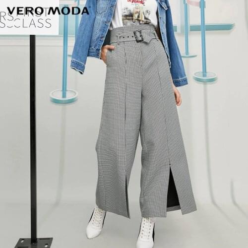 Vero Moda winter tall waist High-rise Split Cuffs Wide-leg Pants | 319426501