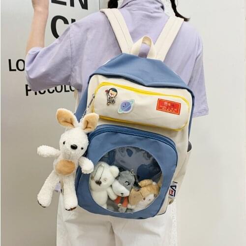 2021 Japanese Kawaii ITA Backpack Women Cute Schoolbags for Teenage Girls Transparent Multi-pockets Backpacks Fashion Lovely Bag