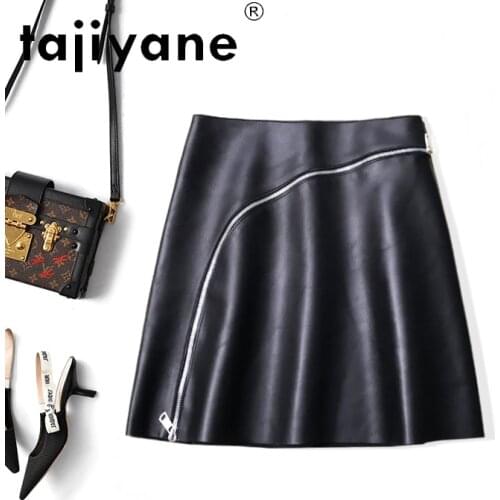 Tajiyane Black Skirt for Women Real Sheepskin Mini Skirt Genuine Leather Womens Skirts High Quality Skirts Mujer Faldas TN2203