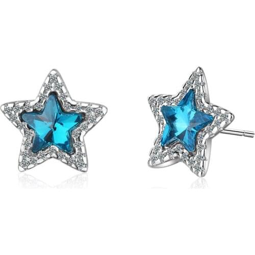 Hot Sale 925 Sterling Silver Dazzling CZ Star Secret Small Stud Earrings for Women Fashion Earrings Jewelry