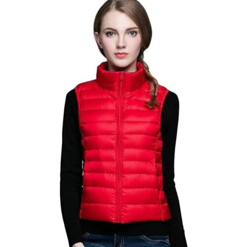 Women Vests 2019 New Winter Ultra Light White Duck Down Vest Female Slim Sleeveless Jacket Womens Windproof Warm Waistcoat