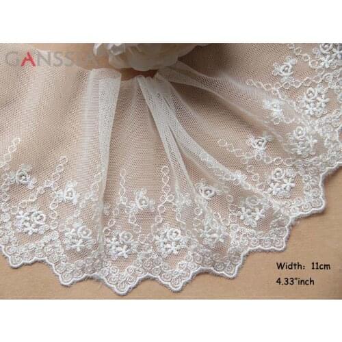 1yard Width:11cm Elegant Rose Embroidery Organza Lace DIY Clothing Accessories Laces (ss-805)