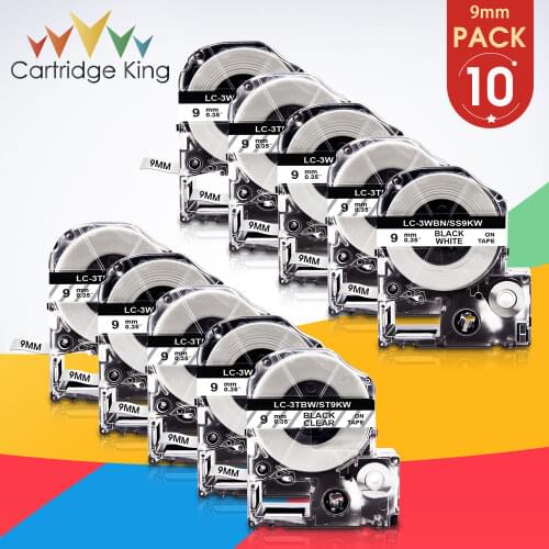 10PK Mixed Colors 9mm Label Maker SS9KW LC-3WBN ST9KW Label Ribbon StickerCompatible for Epson LabelWorks LW-300 LW-400 Printer