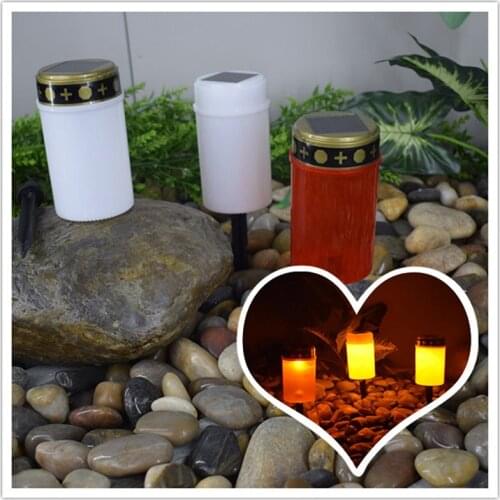 1X Solar Sensor Electronic Candles Auto ON Flameless Tea Light Grave Cemetery Ritual Lawn Lighting Holloween Party Decors Props