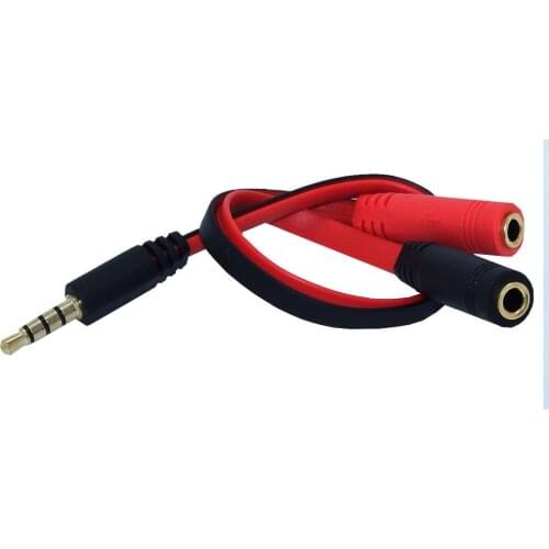 2000pcs/lot 20cm 2 in 1 3.5mm male to 2*3.5mm Female AUX Audio Cable Y Splitter Stereo Car Extension Short Cord