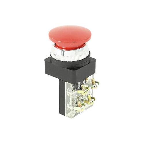 250VAC 6A DPST 4-Terminal Red Mushroom Momentary Head Pushbutton Switch