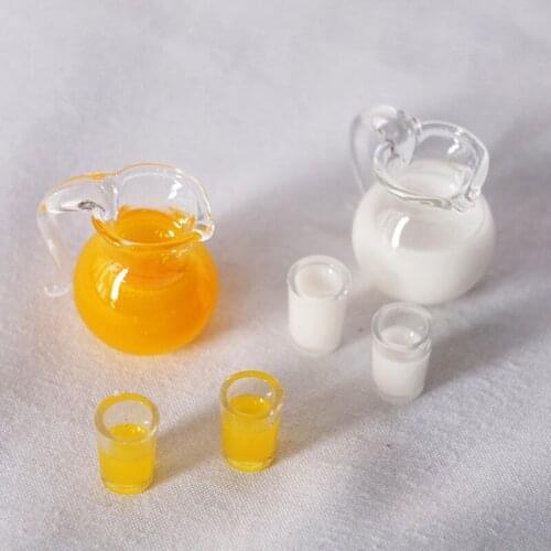 3Pcs/5Pcs 1/12 Dollhouse Miniature Kitchen Milk/Juice/Milk Tea Bottles & Cups Model Supplies