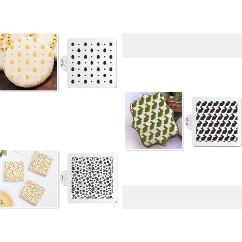 3 Pcs/Set Easter Bunny & Flower Stencil for Cookies & Plastic Cupcake Fondant Cake Decoration Stencil Baking Kitchen Tool