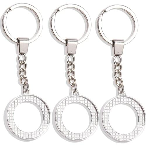 5pcs/lot 30mm Double-sided Cabochon Cameo Key Chain Keyring Fit 30mm Round Glass KeyChain Pendant DIY Jewelry Making Accessories