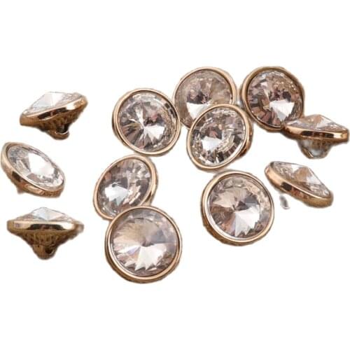 8 PCS 1/2" Metal Buttons -Shank,buttons decorative Set Auger Gold Button Diamonds Jewelry Coat Sweater Clothing-12mm