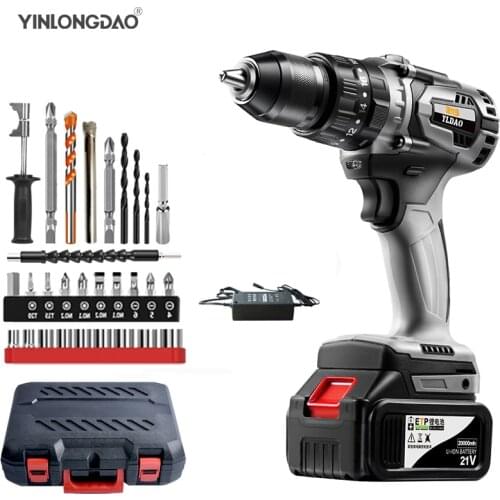 21V Cordless Drill Impact Electrical Screwdriver Impact Wireless Tool Lithium-Ion Battery Electric Hand Tools