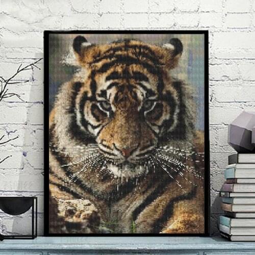 Tiger Beast 5D Full Round cartoon diamond painting Diamond Embroidery Animal Picture Diamond Mosaic Home Decor Without Frame