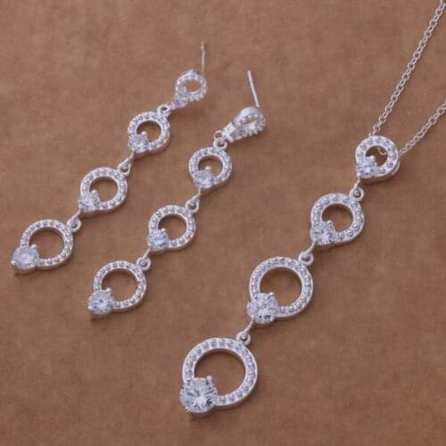 AS356 silver color Hot Jewelry Sets Earring 511 + Necklace 131 Factory wholesales high quality gifts