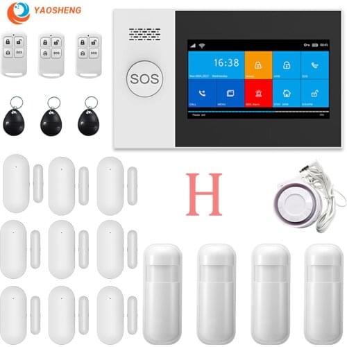 PG-107 TUYA WIFI GSM Wireless Home Security Alarm System 4.3 Inch Screen App Remote Control For Wired Wifi House Alarm Kit