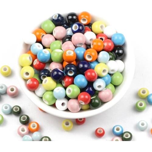 YHBZRET 100pcs Glaze Ceramic beads natural stone 6/8/10/12MM Blue White Round Loose Spacer beads for Jewelry Making bracelet DIY