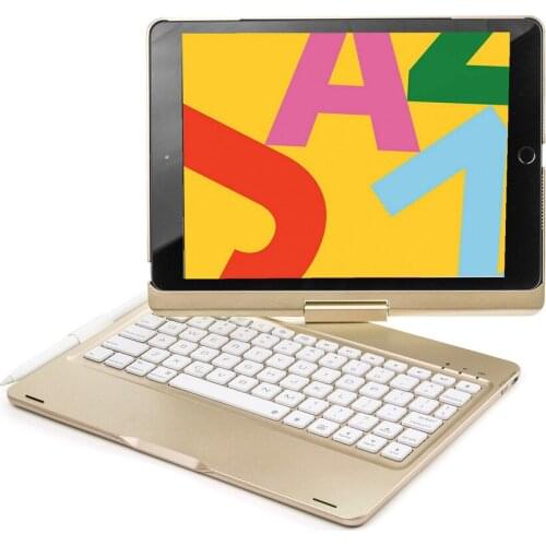 7 Colors LED Backlight 360 Degree Rotation Wireless Bluetooth Russian/Hebrew/Spanish Keyboard Case Cover For iPad 10.2 7th Gen