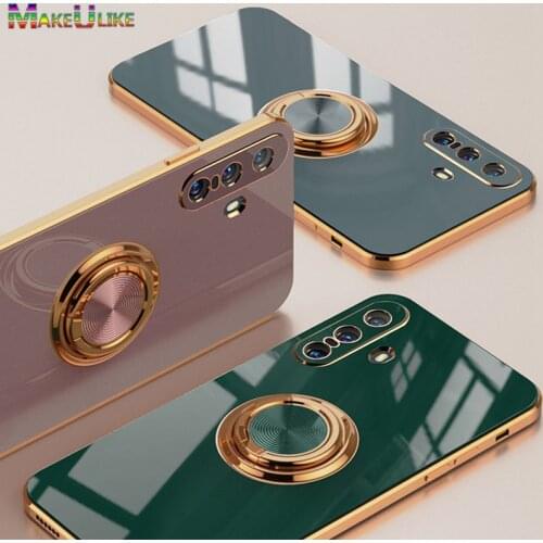 Ring Case For Vivo X60 X50 X30 Pro Case Kick Stand Gold Frame Soft TPU Cover For Vivo X30Pro X5Pro X60Pro X 30 50 60 Case