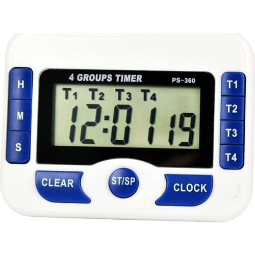 Digital Kitchen Timer 4 Group WFEU Channel Down w/4 Independant Timer with Magnet Hanging Bracket Large LCD Display Loud Alarm