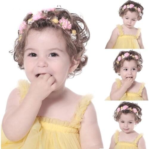 Latest lace Colorful simulated fabric rose childrens headband fashion seaside wreath holiday photography hair accessories