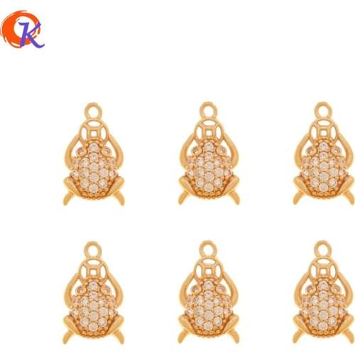 Cordial Design 50Pcs 10*16MM Jewelry Accessories/CZ Charms/Hand Made/Frog Shape/Earring Findings/Earring Connectors/DIY Pendant