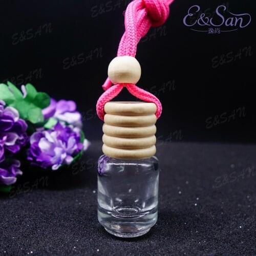 FM54-5ML Straight Circular Transparent Perfume Bottle Glass Car Pendant Boutique Car Hanging Cosmetics Bottle 100pcs/lot