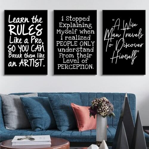 Nordic Black Version of English Letters Sentences Picture Poster Canvas Print Painting Wall Art Living Room Home Decoration