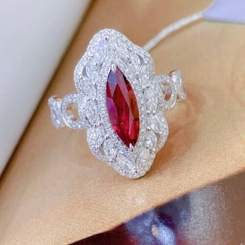 LR713 Ruby Ring Fine Jewelry Solid 18K Gold Nature Red Ruby 1.2ct Diamonds Rings for Women Fine Presents