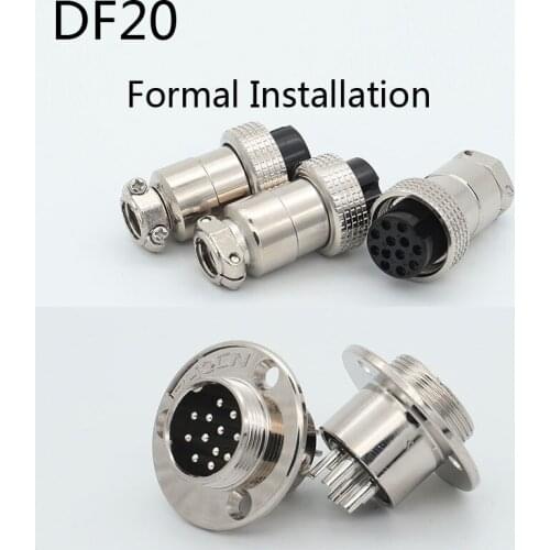 2 Pieces DF20 Round Flange Aviation Sockets 2/3/4/5/6/7/8/10 Pins Female Plug Male Socket Formal Installation Connector