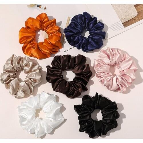 Large 15cm Satin Hair Tie Fashion Hair Accessories Women Satin Solid Color Fabric Large Intestine Circle Ring Wild Scrunchies