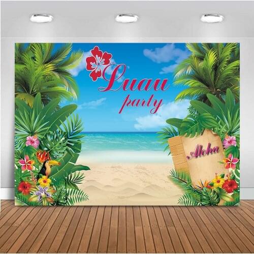 Neoback Summer Holiday Backdrop for Photography Birthday Theme Party Decoration Banner Blue Sky and Sea Sandy Beach Backdrop 480