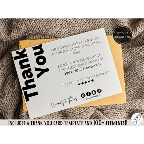 Small business thank you card template, Poshmark Thank you, order insert card, Instant Download, Review card for business