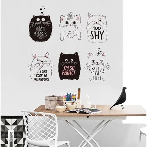 Cartoon Animal Wall Stickers Cute Cats Kids Room Nursery Decoration Self Adhesive Removable Vinyl Mural art Decals