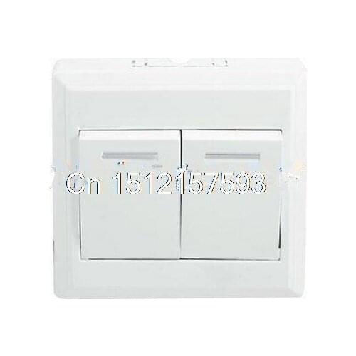 Plastic Shell Double Button Light Lamp Switches Wall Plate Panel AC 110-250V