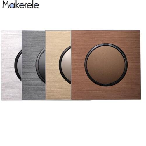 15A 1Gang 1/2 Way Random Click Push Button Wall Switch With LED Indicator Push Button Wall Switch Aluminum Panel