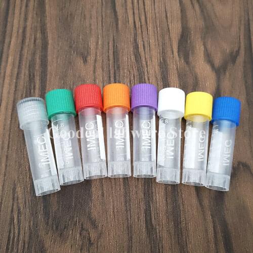 50pcs 1.8ml Plastic Screw Mouth Freeze Pipe with Leakproof Washer,Transparent Graduated Cryovial,Reagent Storage Tube