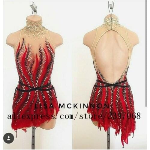 Custom Figure Skating Dresses Women Competition Skating Dresses Girls Ice Skating Dress Red New 2018 Free Shipping F53
