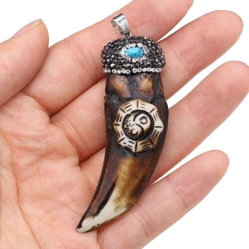 Natural Stone Pendant Horn shape Semi-precious stones Exquisite Charm for Jewelry Making DIY Necklace Earrings Accessories