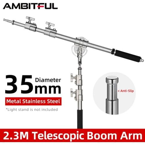 115-236cm 45"- 93" Adjustable Stainless Steel Cross Arm Studio Photo Telescopic Boom Arm Top Light for Pro Studio Flash Strobe