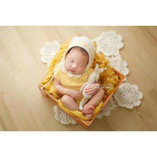 Newborn photography props orange basket hollow mesh retro wooden frame baby full moon shooting props two colors