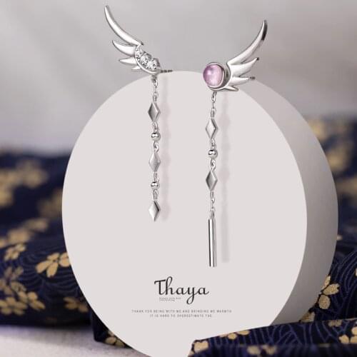 Thaya Tassel Silver Color Earring Dangle Feather Earring High Quality Japanese Stylish For Women Earring Fine Jewely