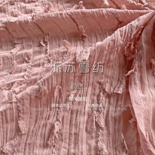 Tassel Chiffon Korean pink three dimensional stripe Pleated Chiffon fabric half spring and summer clothing fabric