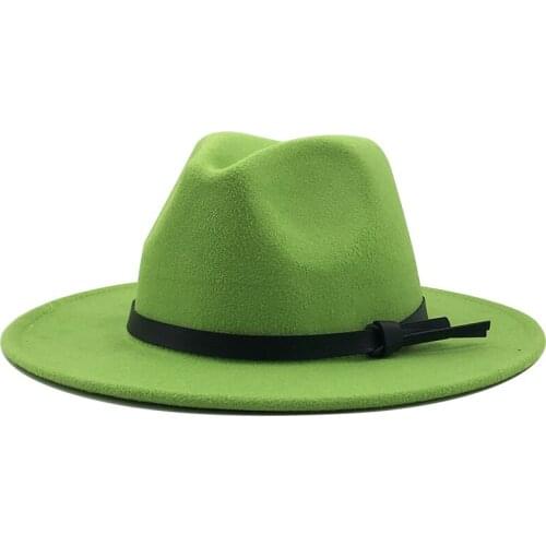 Classics Solid Color Women Men Vintage Jazz Wool Felt Fedora Hat New British Elegant Lady Winter Autumn Wide Brim Panama Cap