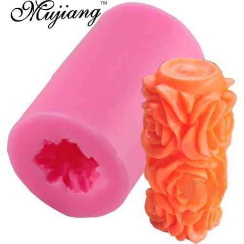 Mujiang Rose Flower Silicone Candle Mold 3D Craft Handmade Soap Clay Molds Chocolate Candy Fondant Cake Decorating Tools