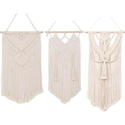 Nordic Macrame Wall ing Handwoven Cotton Tapestry Childrens Room Headboard Bedroom Tassel Tapestry Boho Home Decor