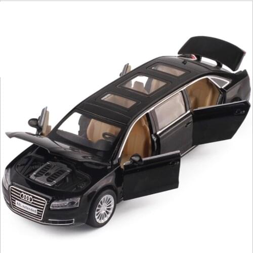Lengthened A8 sports car acousto-optic recoil alloy car model 6-door childrens toys Christmas and new years birthday gift