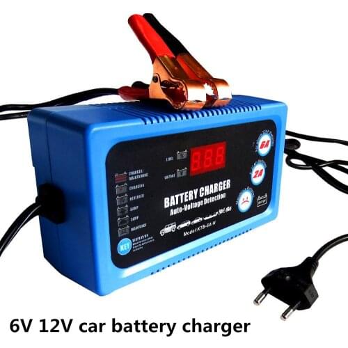 6V 12V Smart Car Motorcycle Battery Charger Fully Automatic 2A 6A Lead Acid AGM GEL Dry Battery LED Display Charging Tool