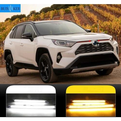 For Toyota RAV4 2019 2020 Yellow Turn Signal Function 12V Car DRL LED Daytime Running Light Automobile Cover Decoration Light
