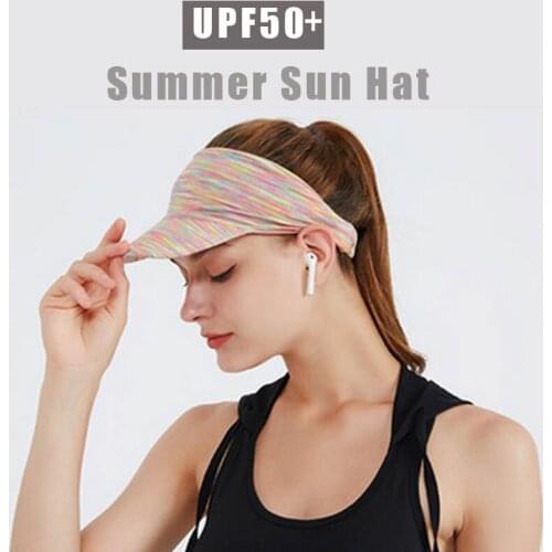 Womens Sun Visor Hat Adjustable Perspiration Breathable Sports Hat Fashion Golf Tennis Cap Shading Running Cap