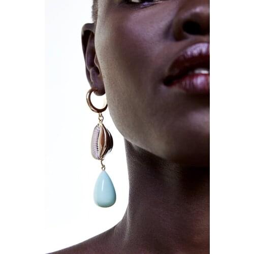 ZA 2019 Charm Resin Long Pendant Water Drop Earring for Women Girls Boho Ethnic Shell Statement Dangle Earring Jewelry Gifts